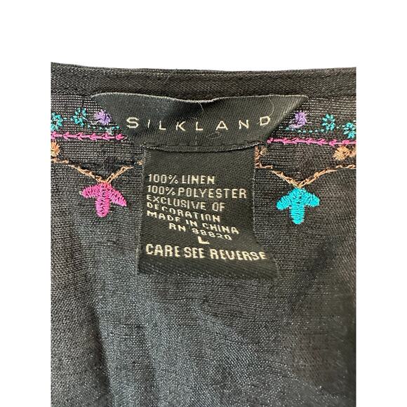 Silkland Linen Embroidered Sequin Bohemian Boho Gypsy Jacket Blazer Size Large - Picture 2 of 12